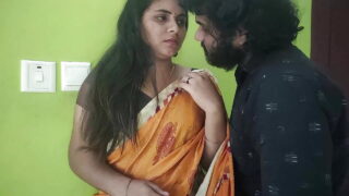 Vaishnavy and Sharun Raj long lip lock part 4, Mallu couple hot lip lock, Lip lock in saree, Saree romance with hot lip lock